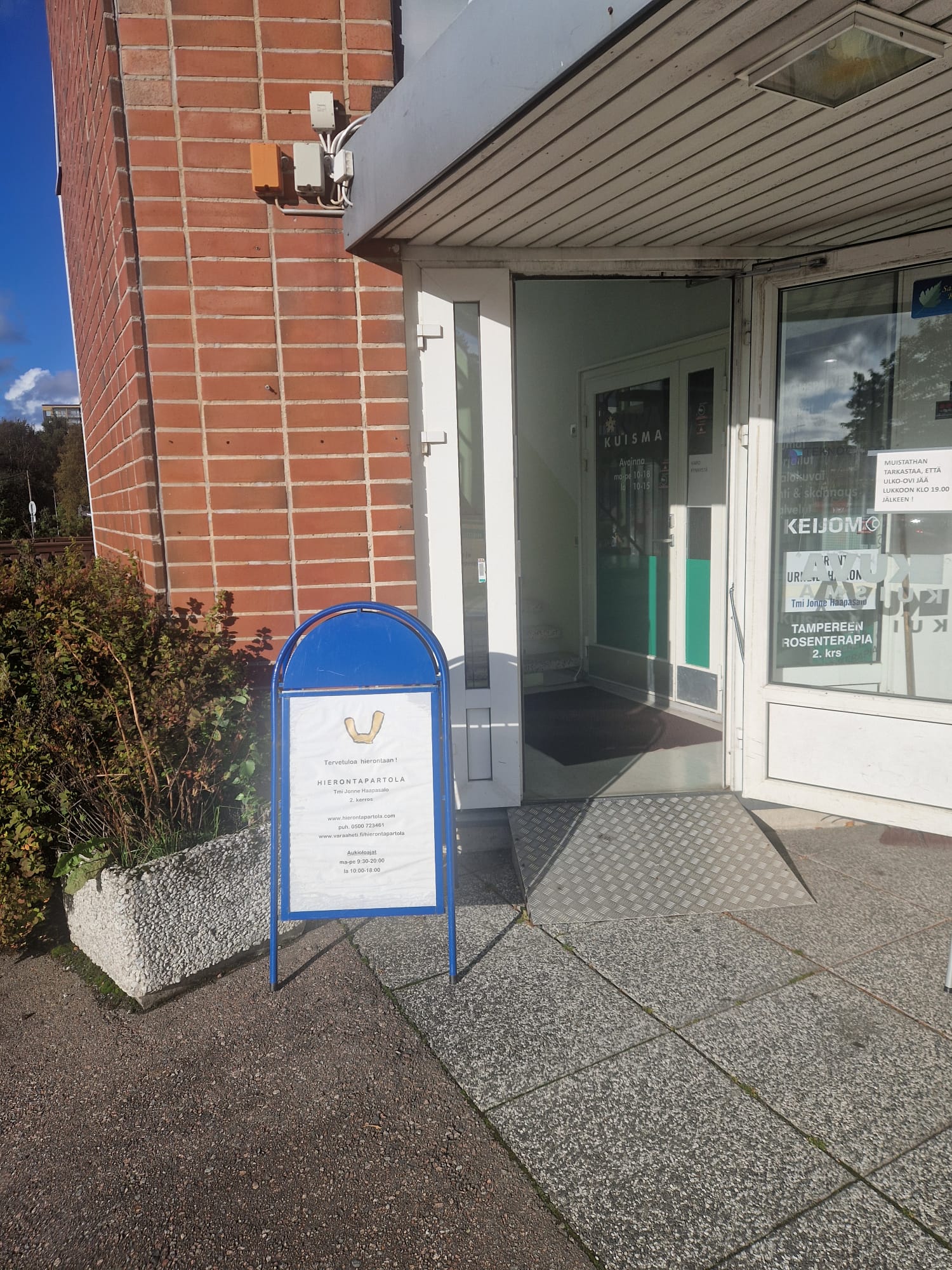 Hierontaa Partola-keskuksessa Tampereella myös online ajanvaraus varaa heti